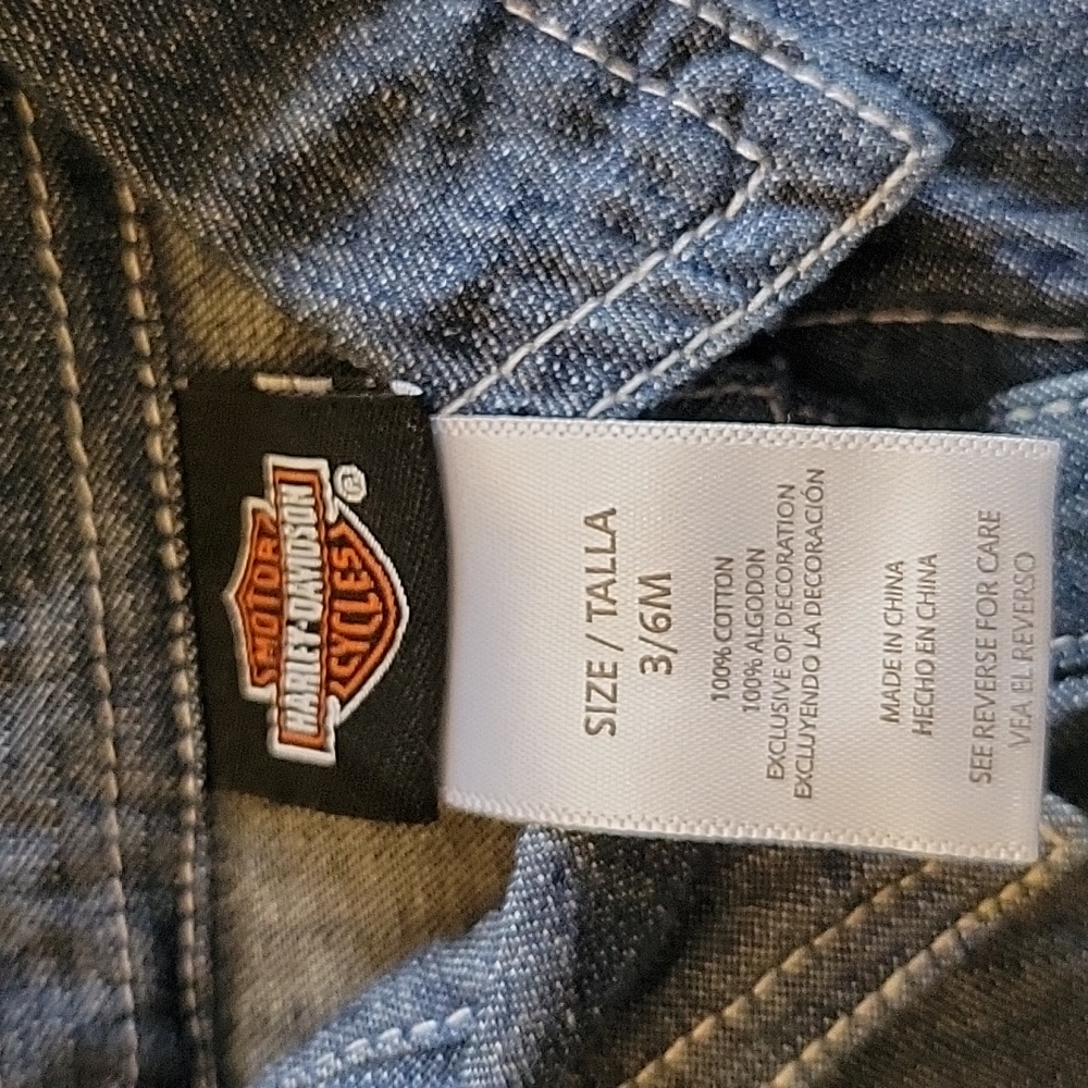 Harley Davidson Denim Onesie Size 3/6 Months - Picture 5 of 6